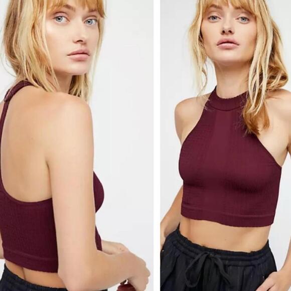 Free People Tops - Intimately Free People Seamless Racerback Brami Women's Burgundy Crop Top
